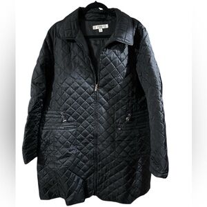 Liz Claiborne Quilted Cinched Waist Jacket - Black